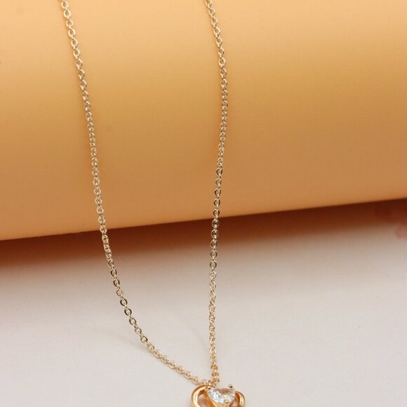 Rose Gold Heart Crystal Pendant Necklace, XPNL0240 - Picture 10 of 13